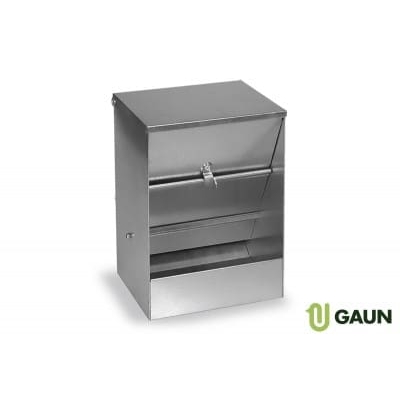 Comedero para perros fabricado en chapa galvanizada. El objetivo de este diseño es facilitar la administración de pienso durante varios días.