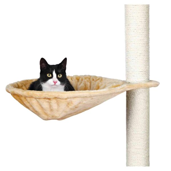 con forro de felpa (poliéster) con marco metálico apta para gatos grandes puede instalarse en la mayoría de rascadores, en vez de una plataforma color: beige