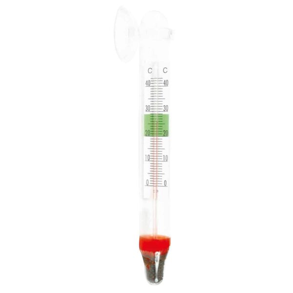 El objetivo del termometro es tener controlada la temperatura del agua del acuario en todo momento.rango de medida: de 0 a 40 °C con ventosa.