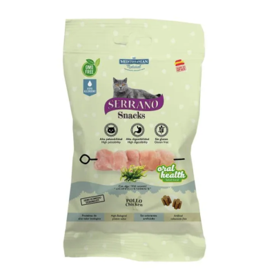 Mediterranean Snack Serrano de Pollo para la Salud Bocal de Gatos