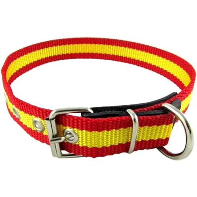 CHACON Collar Nylon Bandera España Reforzado en Piel 25x1,5cm (DC)