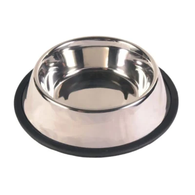 TRIXIE Comedero Acero Inox, Anillo Caucho, 0.45 l, ø19 cm