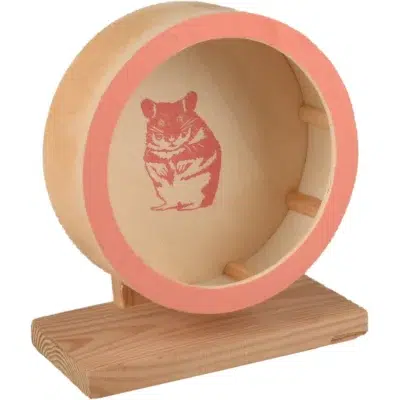 FLAMINGO JUGUETE ROEDOR  DANCO RUEDA MADERA SALMÓN ROSADO DIA. 28,5CM