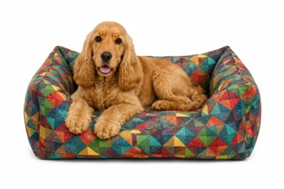 CHACON Cama Cuadrada Rubik Multicolor para perros con diseño cuadrado y acabado multicolor