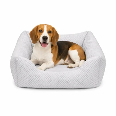 CHACON Cama Cuadrada Confort Pelo Gris Claro para perros