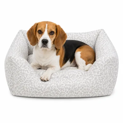CHACON Cama Cuadrada Coral Blanco para perros