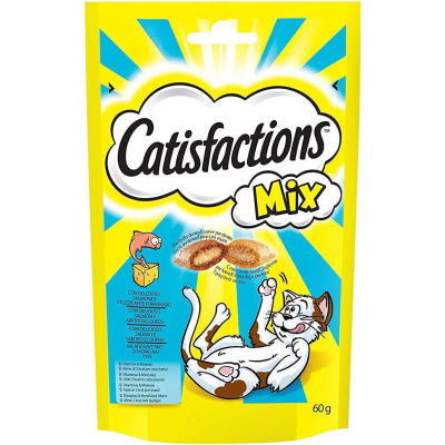 Catisfactions Mix Queso & Salmón 60 gr snacks para gatos de doble textura